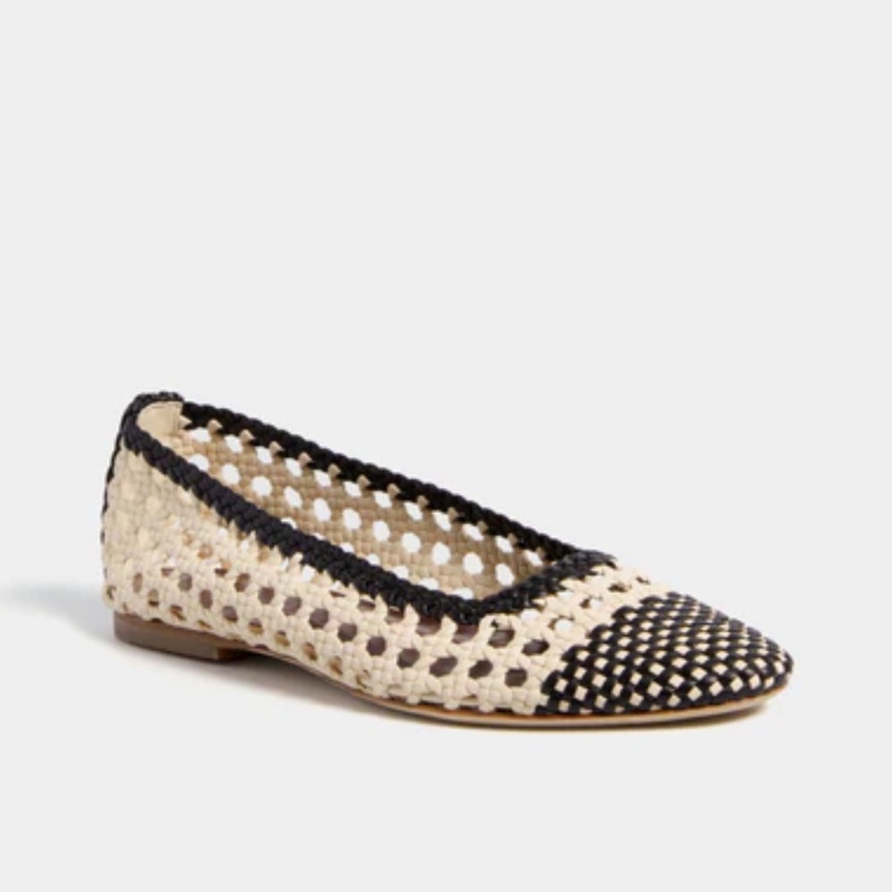 STAUD Cream and Black Crochet Flats